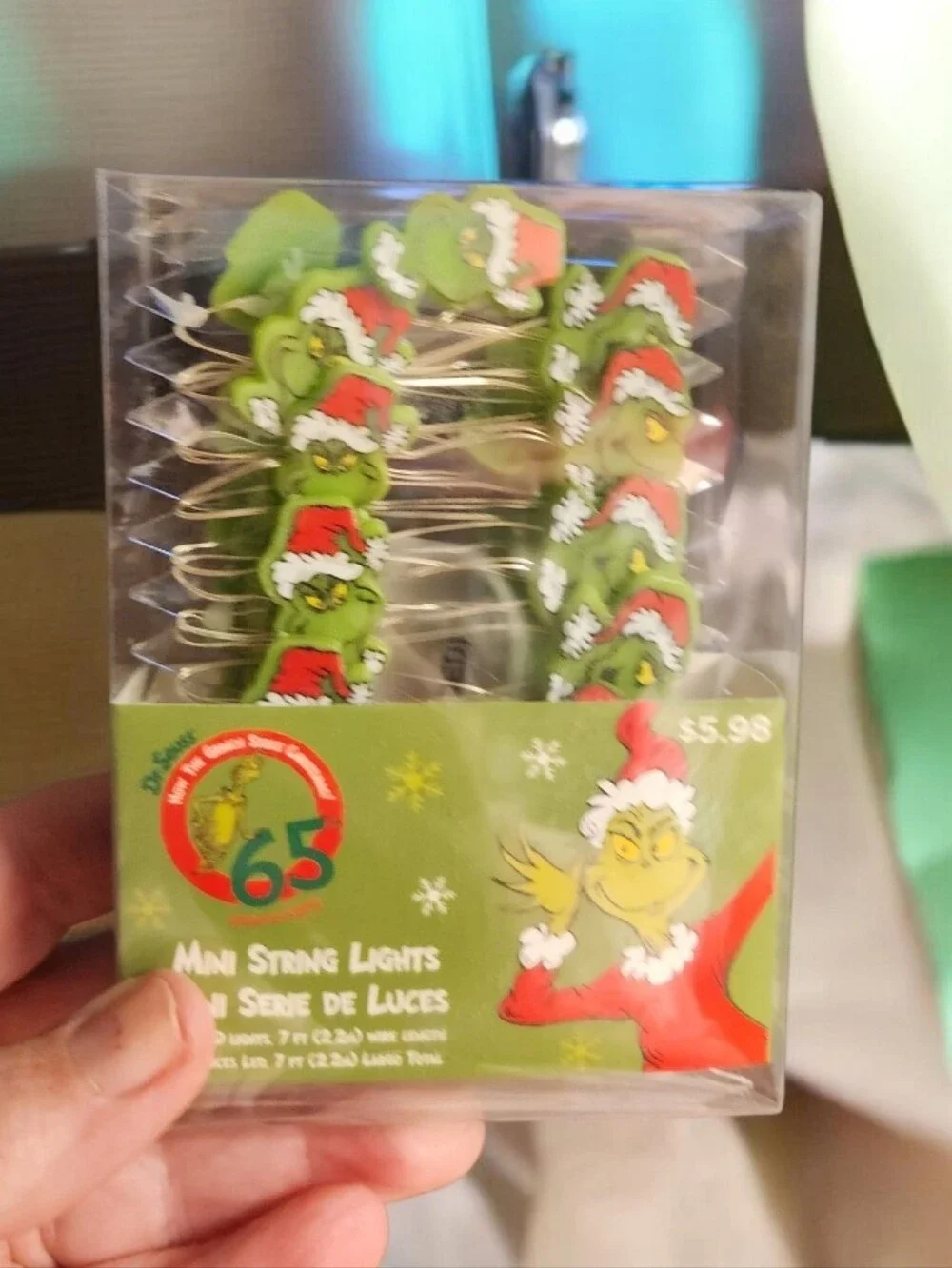 Dr. Seuss Grinch Mini String Lights - Green Holiday Party Lights